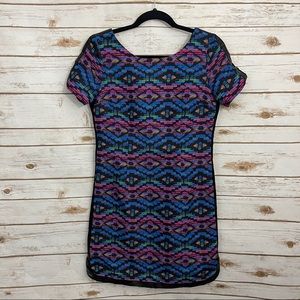 Plenty By Tracy Reese Colorful Aztec Low Back Shirt Dress